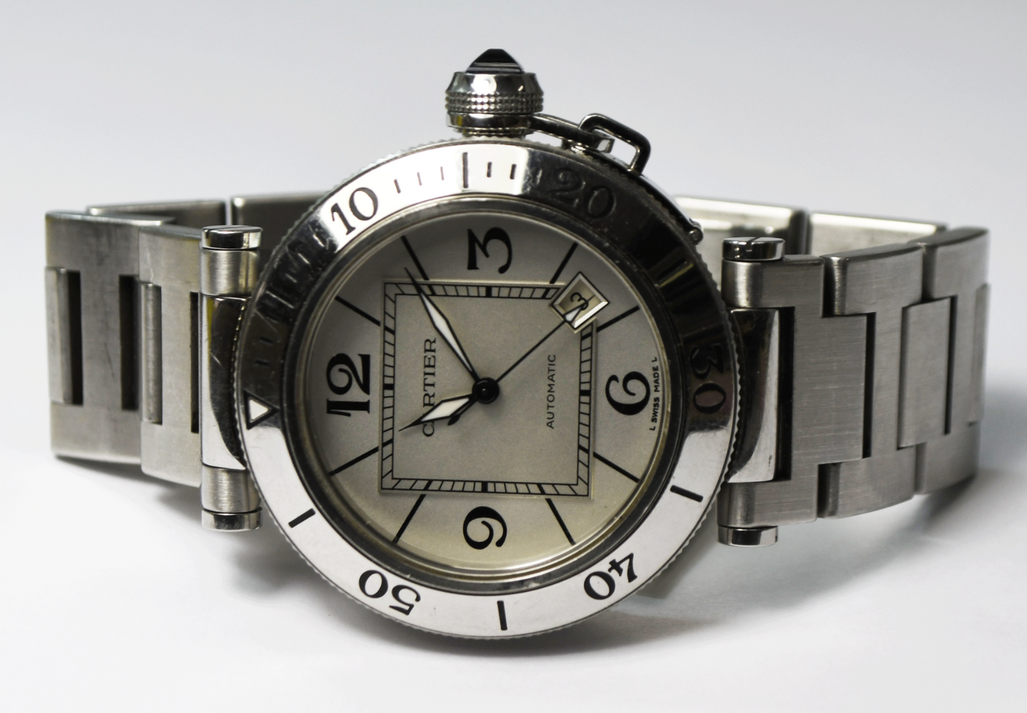 Pasha De Cartier Automatic Date Sea Timer 2790 40mm Stainless Wristwatch