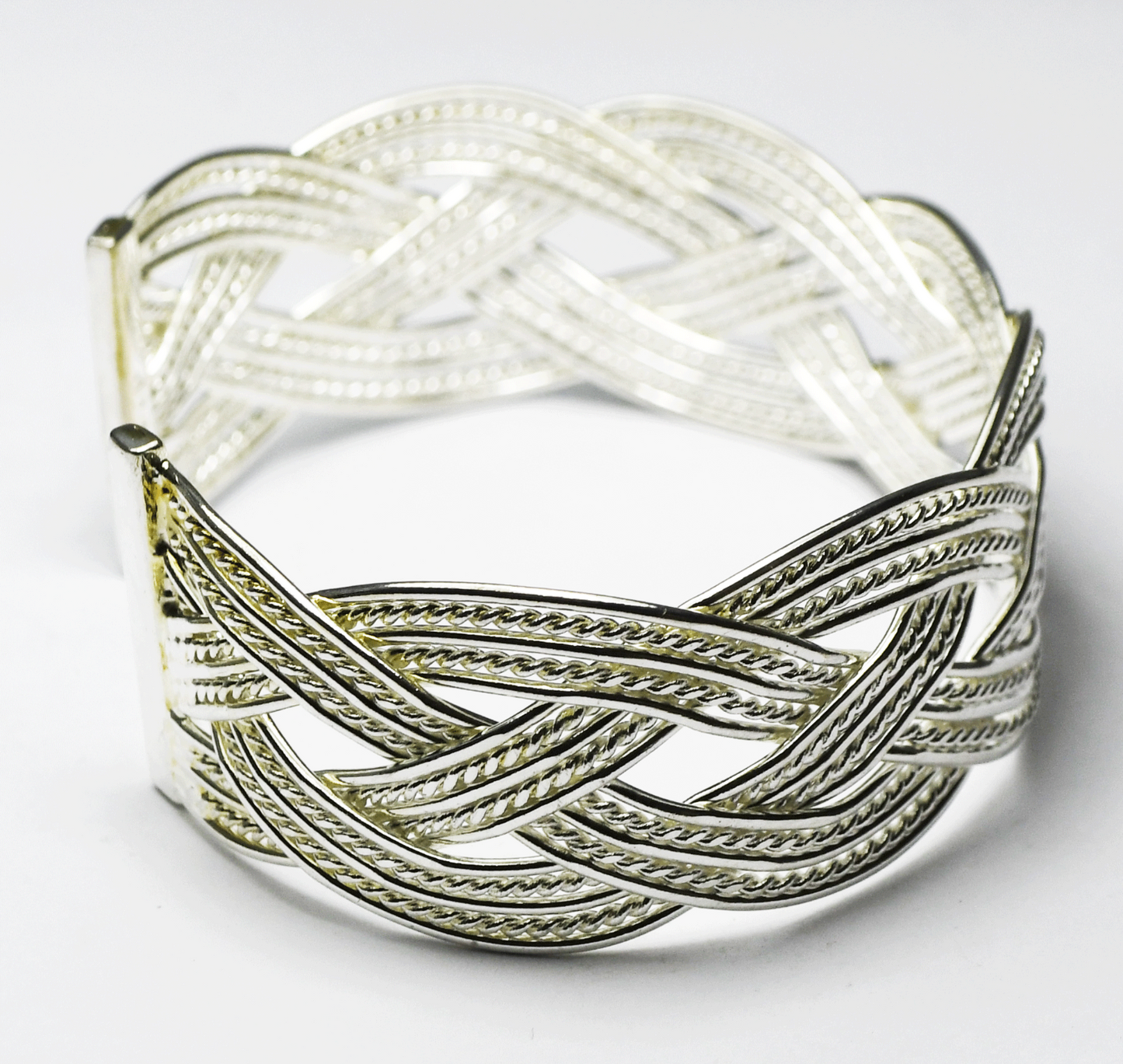 Sterling Silver Solid Mesh Weave Cuff Bracelet 20mm 7" Wrist   24g