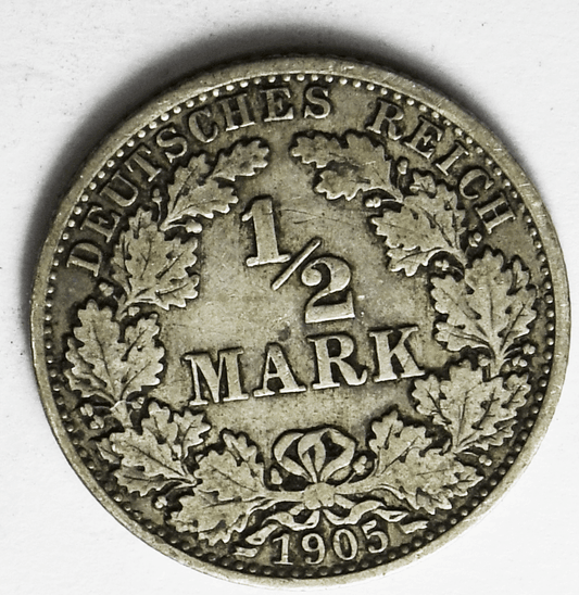 1905 A Germany Empire 1/2 Half Mark KM# 17 Silver Coin