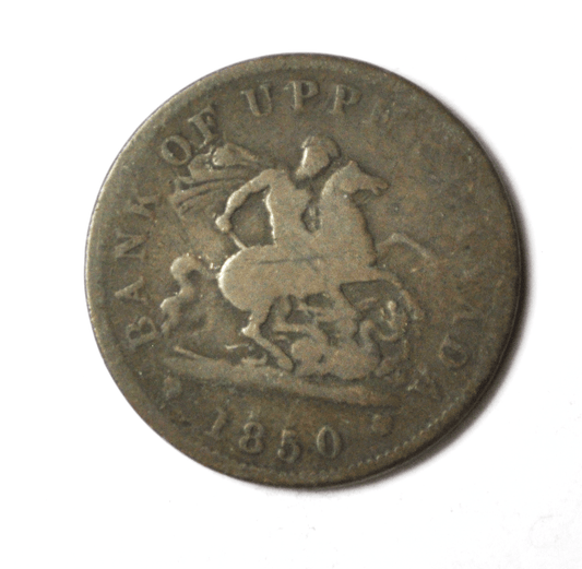 1850 Upper Canada One Penny Bank Token Tn3 Without Dot