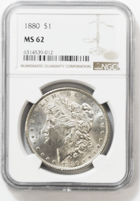 1880 $1 Morgan Silver Dollar MS62 NGC Uncirculated Philadelphia