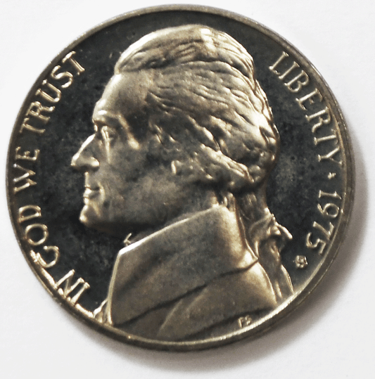 1975 S 5c Jefferson Proof Nickel Five Cents Uncirculated From Proof Set