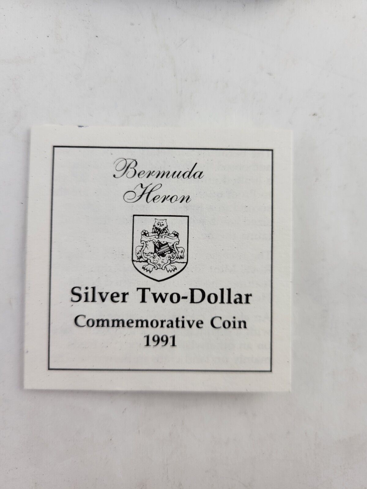 1991 Bermuda Silver 2 Dollars  Yellow Crowned Night Heron