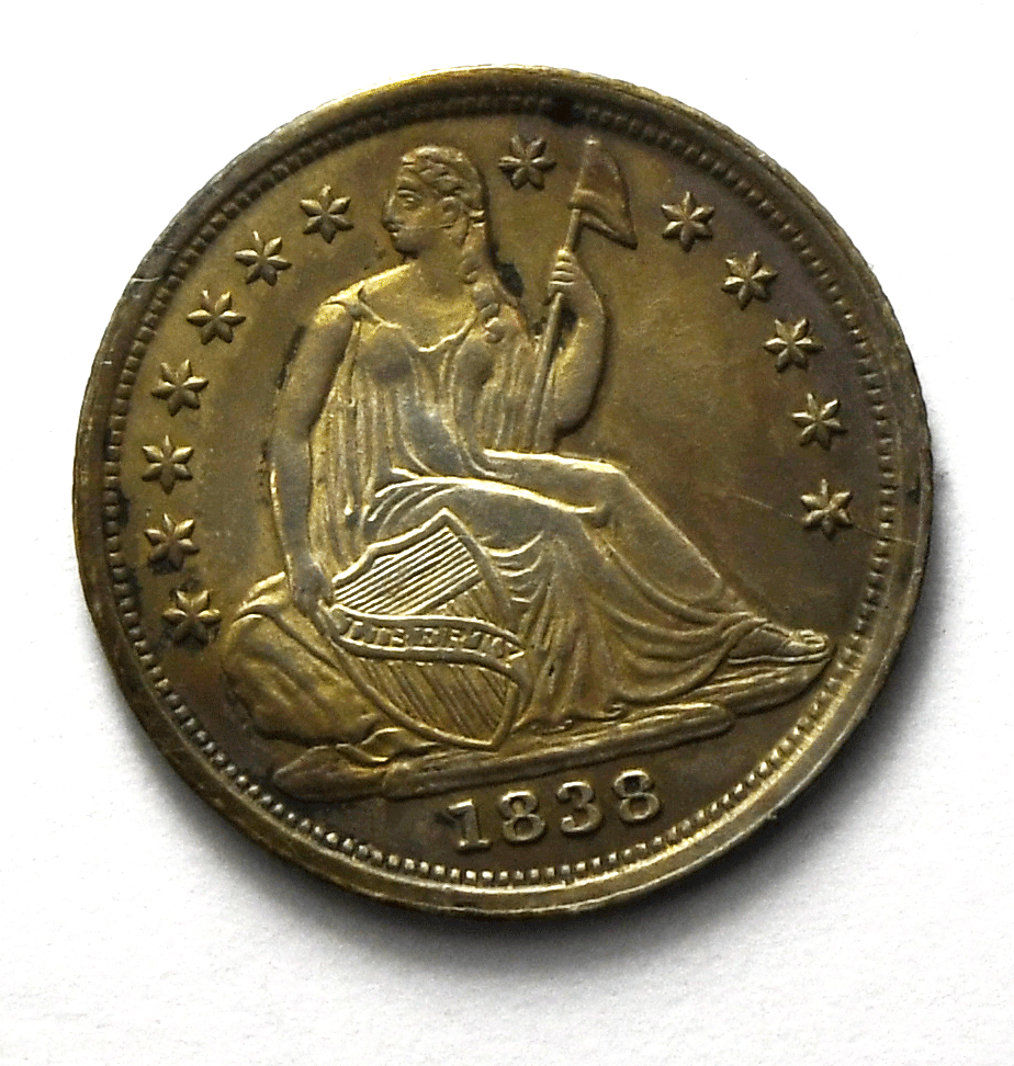 1838 H10c Seated Liberty Silver Half Dime Large Stars AU 5c