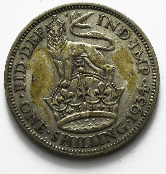 1934 Great Britain Silver One Shilling Coin KM# 833