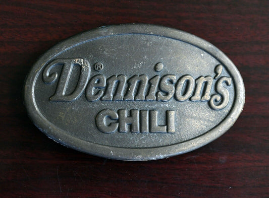 1970's Dennison's Chili Brass Belt Buckle 3 1/2" x 2"