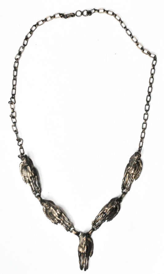 Sterling Silver Carol Felley Squash Blossom 35mm Horse 22" Necklace