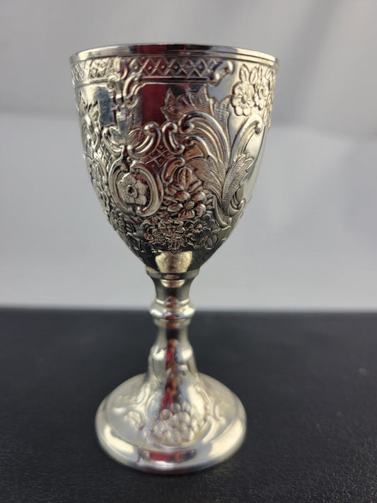 Regal Reproductions Set Of 4 Silver Plated Mini Wine Goblets Boxed Corbell