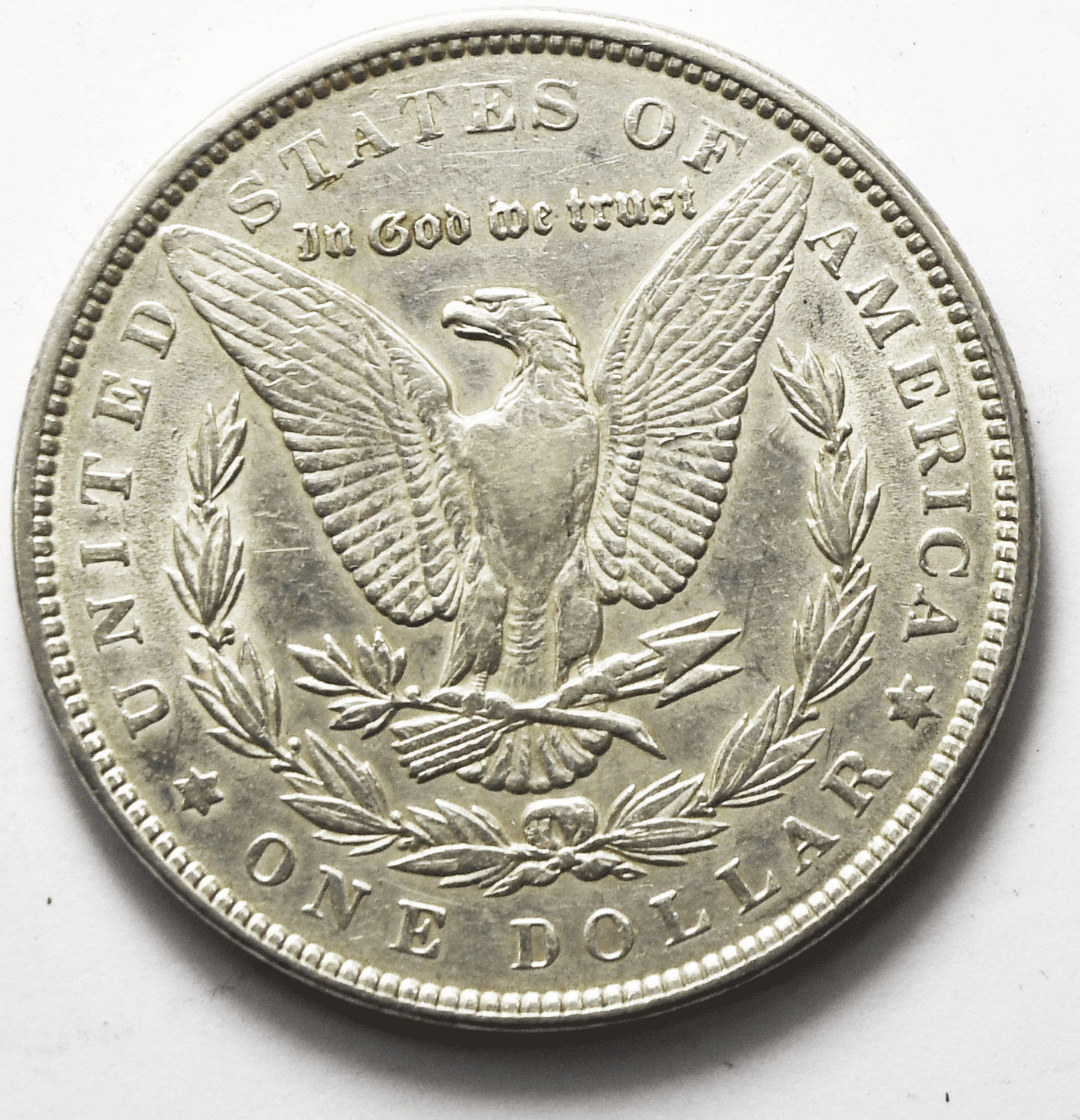 1889 $1 Morgan Silver One Dollar US Coin Philadelphia AU Lamination Obverse Dot