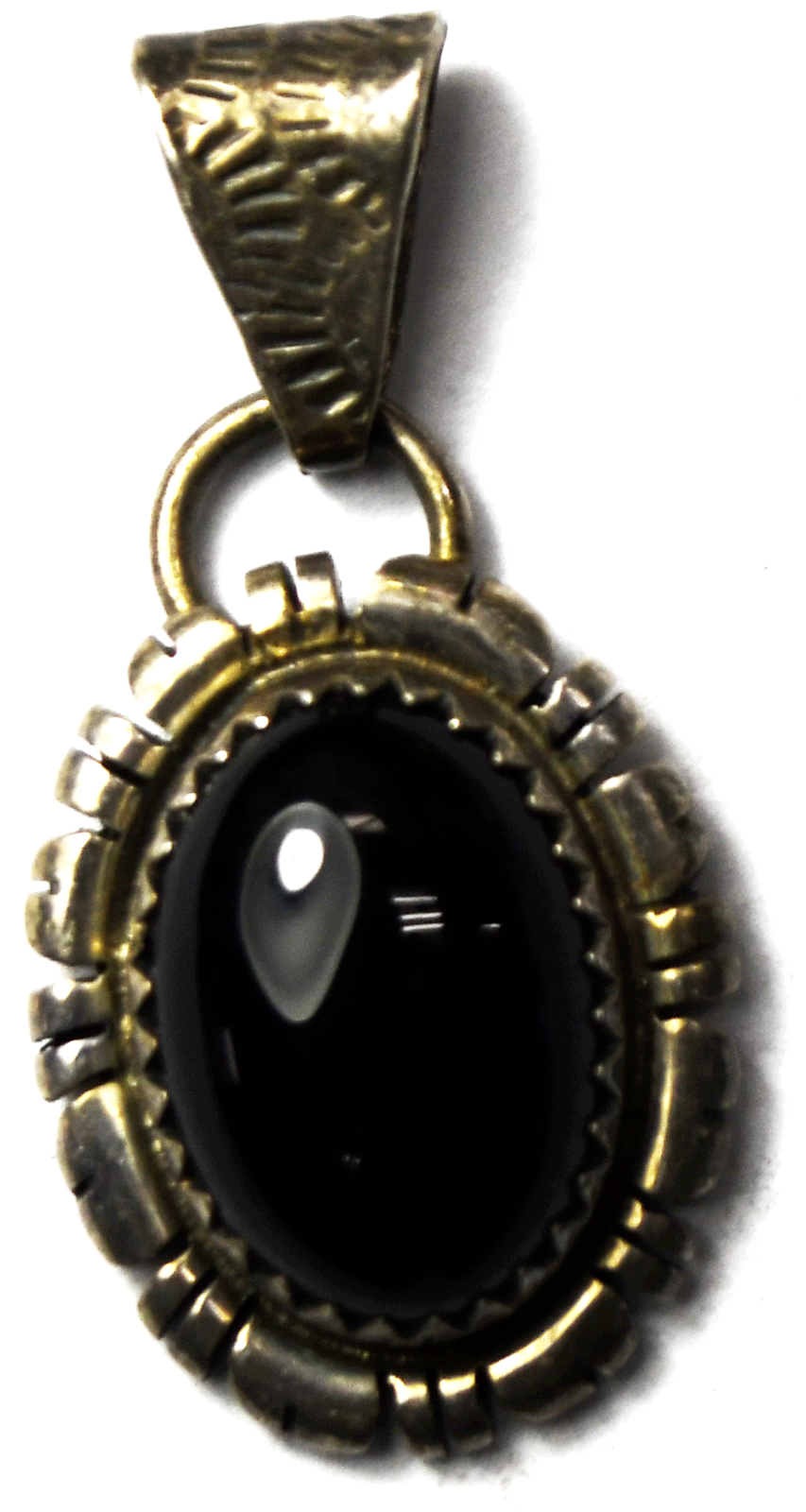 Sterling Silver Nila Cook Johnson Oval Black Onyx Pendant 32mm x 15mm