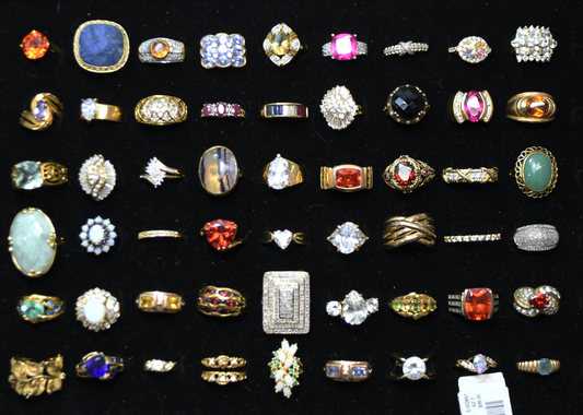 Lot of 55 Sterling Silver Rings Modern Gold Tone & Plated  382g 2 Have Diamonds