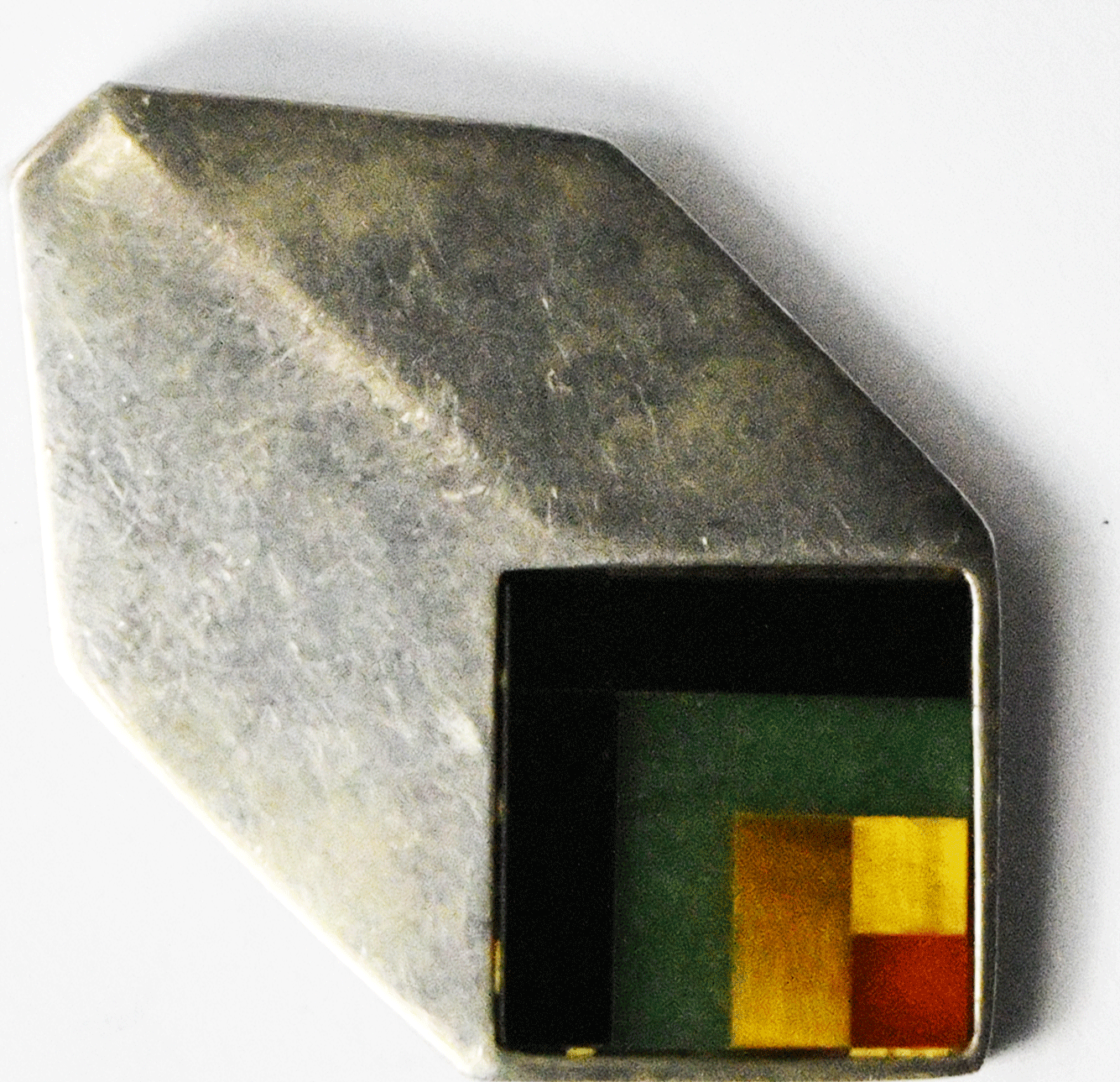 Sterling Silver Israel 4 Stripe Inlay Pendant 45mm x 26mm