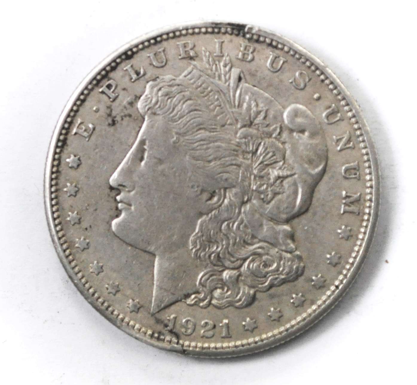 1921 S $1 Morgan Silver Dollar Lamination Peeled Planchet San Francisco