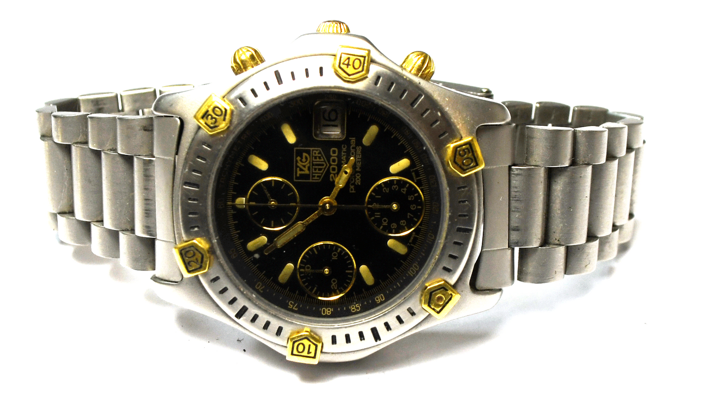 Men's Tag Heuer 2000 Black Dial Automatic LWO 283 Stainless 38mm