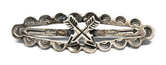 Antique Coin Silver Arrows Rays Brooch Pin 62mm x 19mm Harvey Era