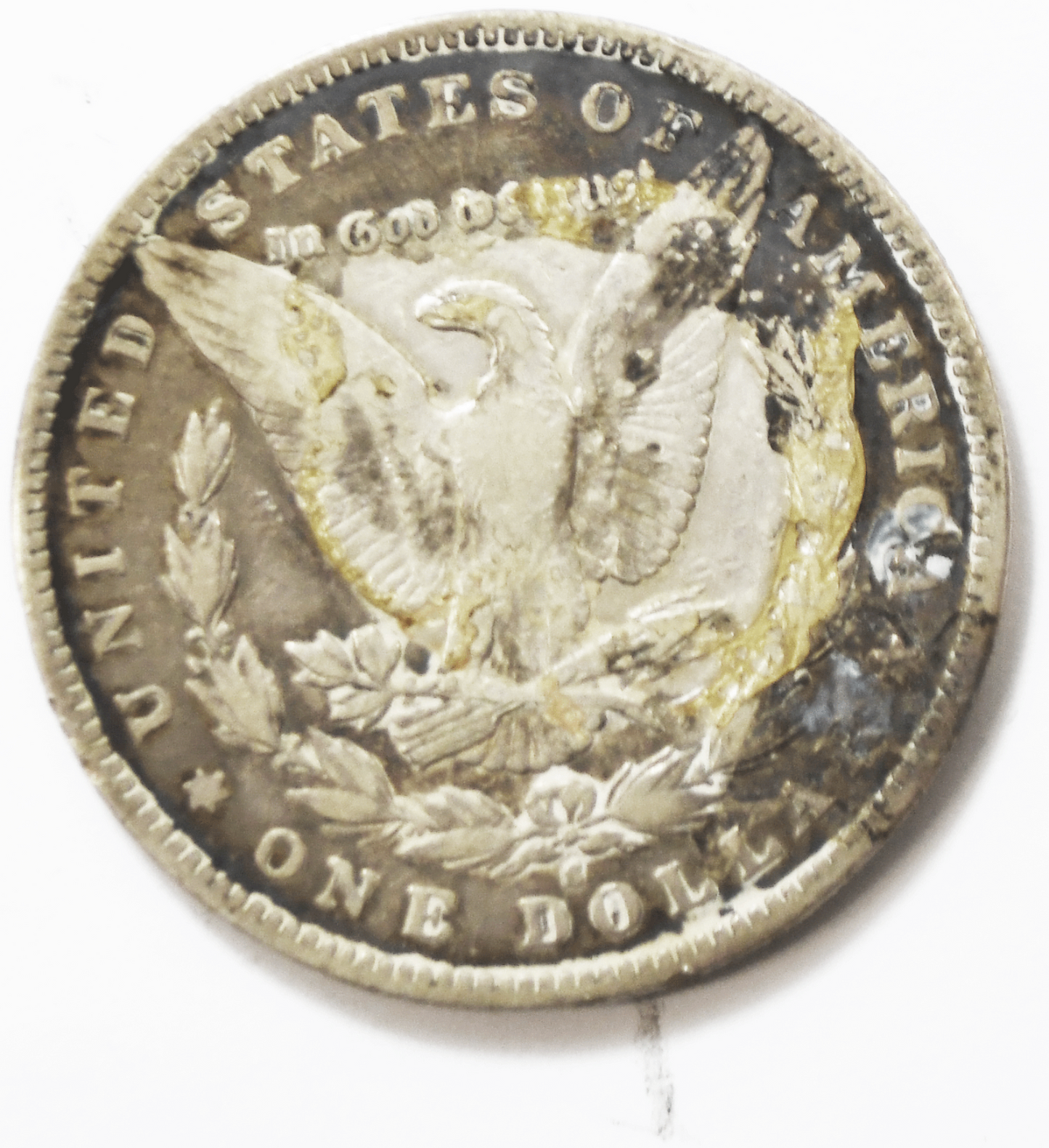 1894 S $1 Morgan Silver One Dollar US Coin San Francisco Adhesive Reverse