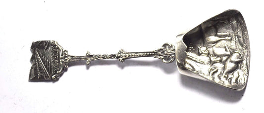 900 Fine Silver Holland Ice Cream Spoon 4.5" 3-D Lamb Cow Sheep San Francisco
