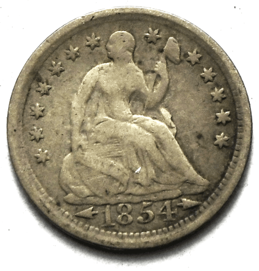 1854 H10c Seated Liberty Silver Half Dime United States Philadelphia