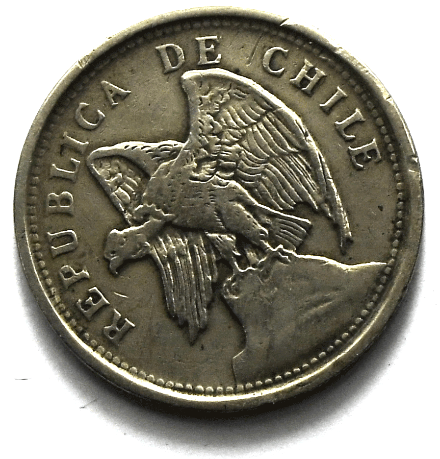 1925 Chile 20 Centavos Copper Nickel KM# 167.1
