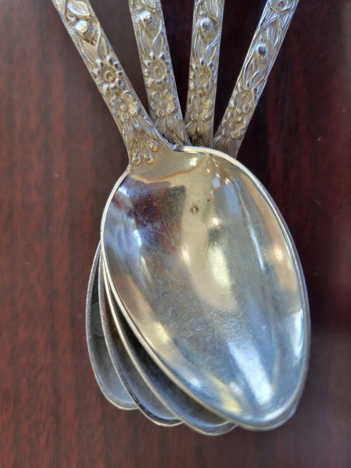 Repousse by Kirk & Sons Sterling Silver 7 1/2" Iced Tea Spoons 4.8oz.