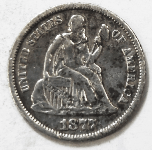 1877 10c Seated Silver Dime Ten Cents Philadelphia Type 2