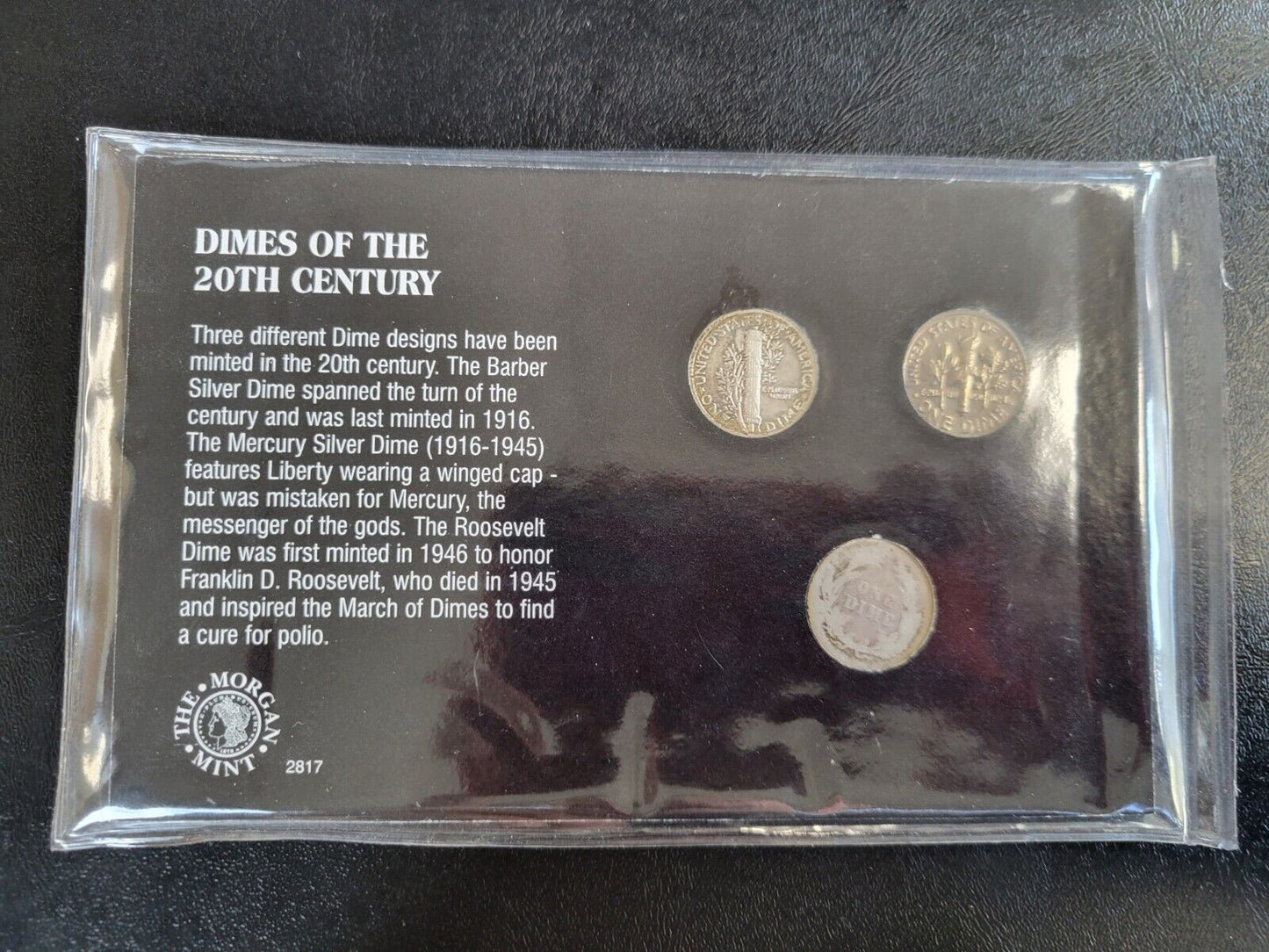 Dimes Of The 20th Century Barber, Mercury, Roosevelt 3 Coin Set 1900, 1943, 1989