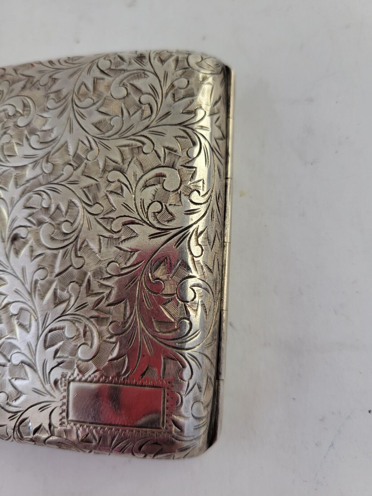 Vintage Etched Design .950 Fine Silver 4"x3"Cigarette Case 3.7oz