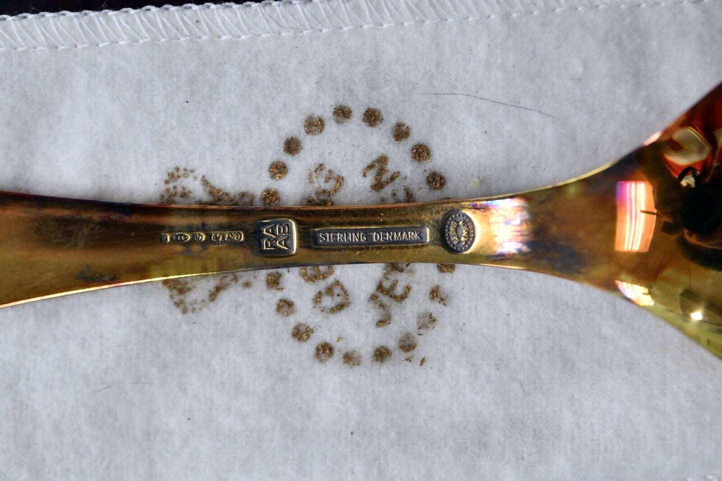 1971 Georg Jensen Annual Cherry Blossom Gold Wash Sterling Spoon Enameled 6"
