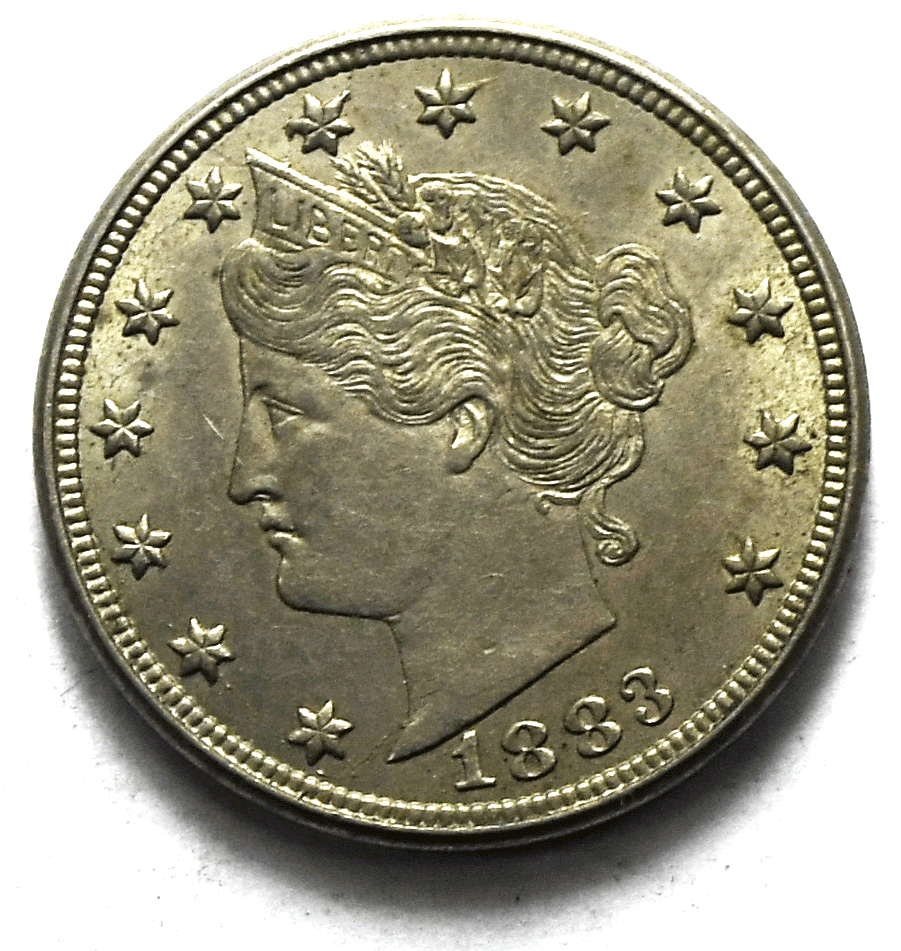 1883 No Cents 5c V Liberty Nickel Five Cents Rare US Philadelphia AU