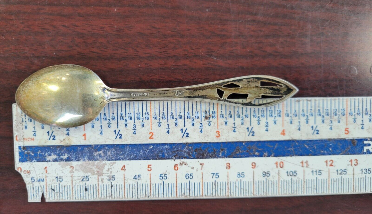 Los Angeles International Airport Sterling 4 1/4" Souvenir Spoon .33oz. Bell