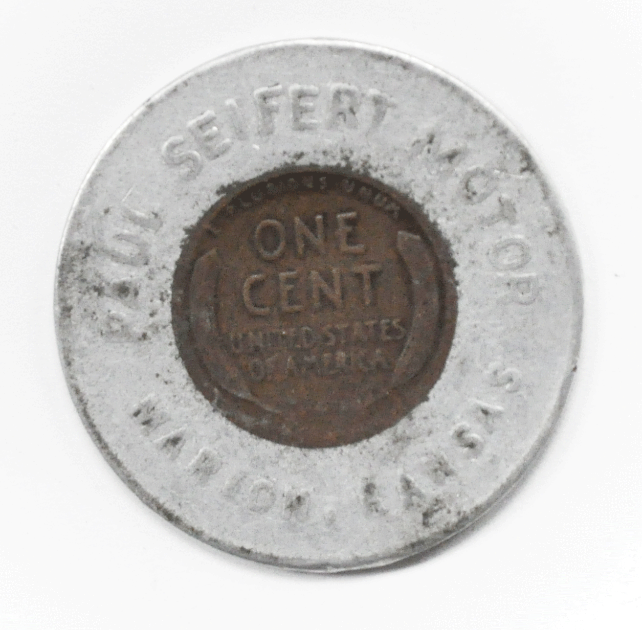 Paul Seifert Motor Marion Kansas Encase Penny 1948 D 1c SA 35mm