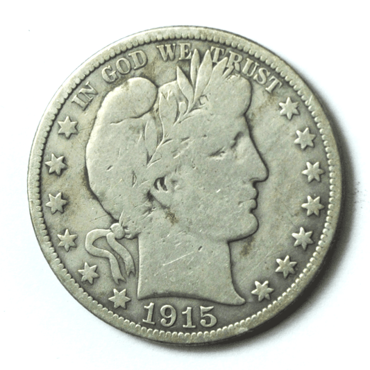 1915 D 50c Barber Silver Half Dollar Fifty Cents US Coin Denver