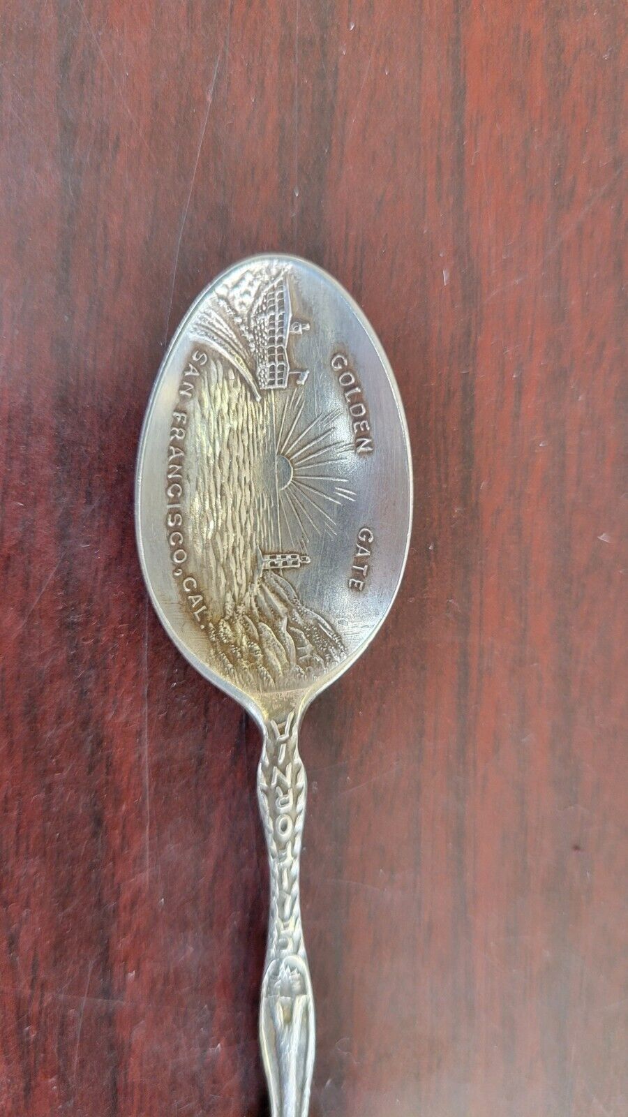 Golden Gate Bridge San Francisco 4" Sterling Souvenir Spoon .22oz. Eureka