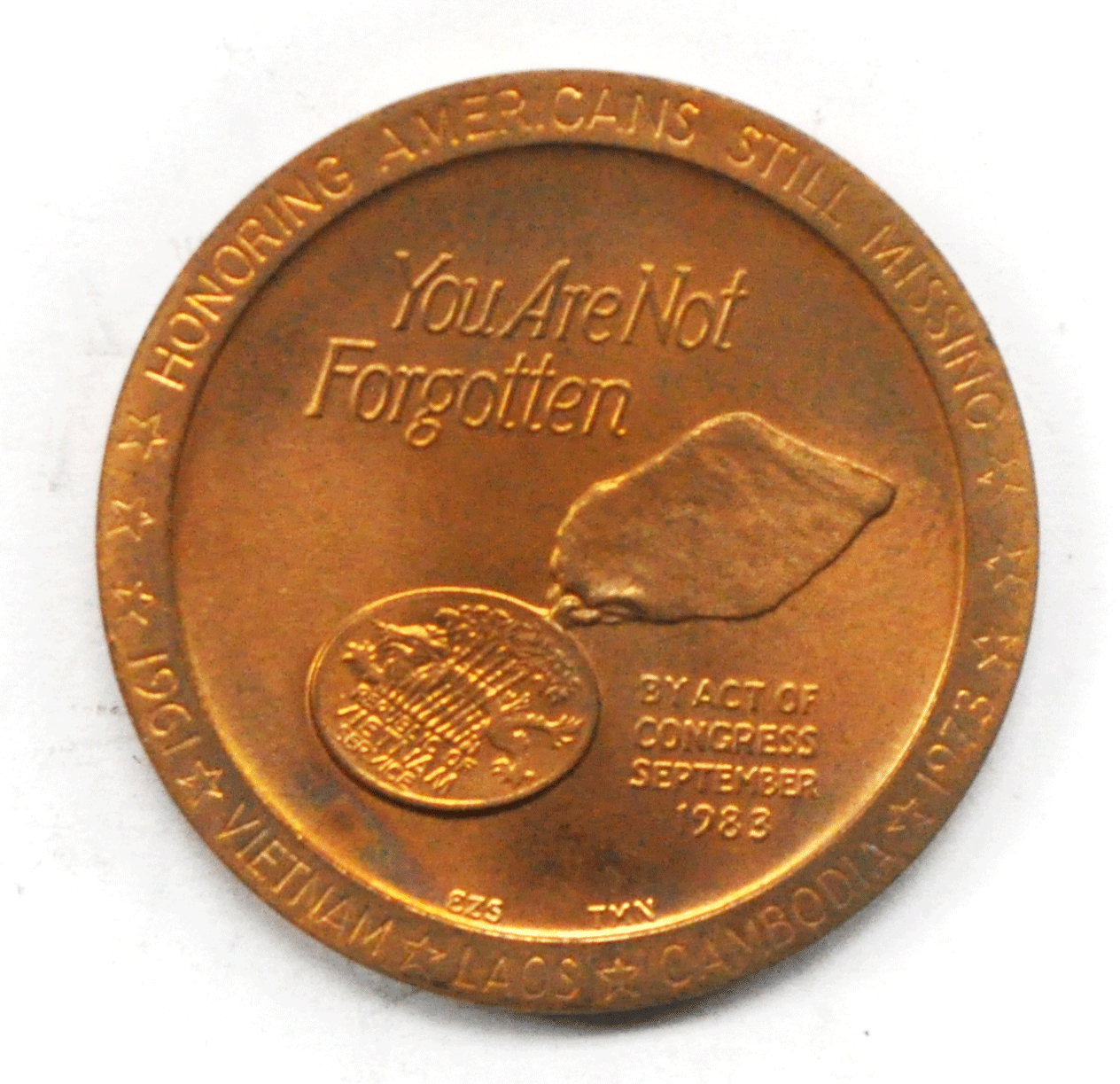 US Military Medal Not Forgotten POW Missing While Serving Medal 33mm Bronze