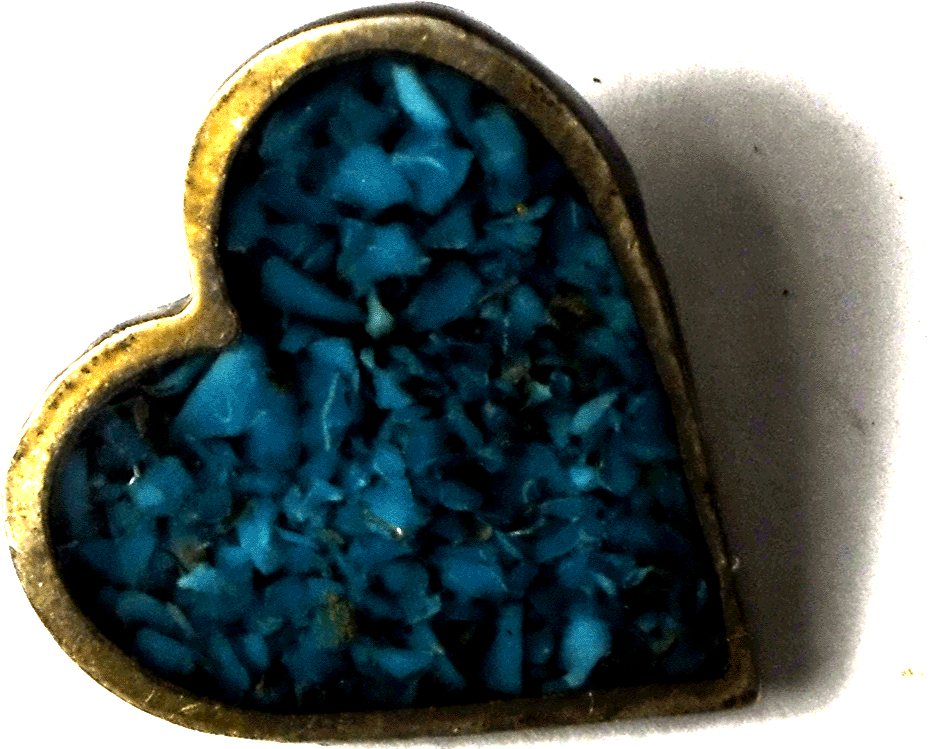 Sterling Silver Vintage Turquoise Chip Inlay Heart Pendant 17mm