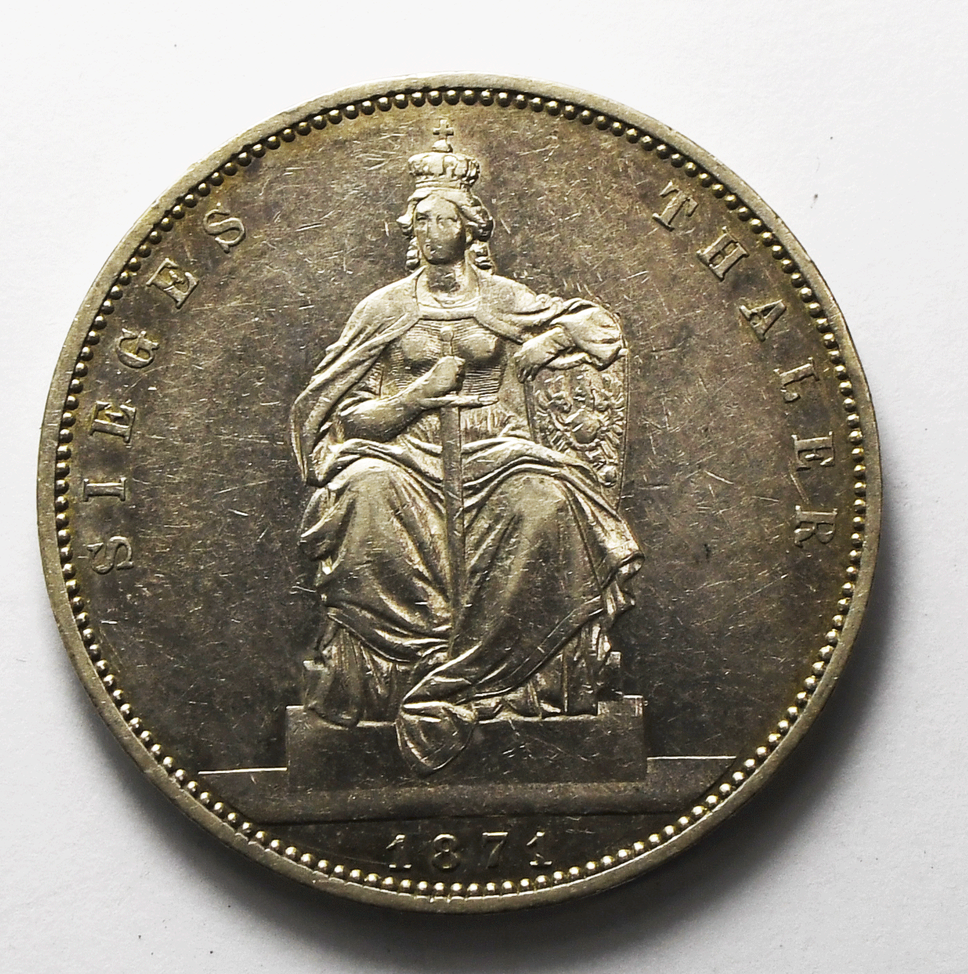 1871 A German States Prussia Silver Thaler KM# 500