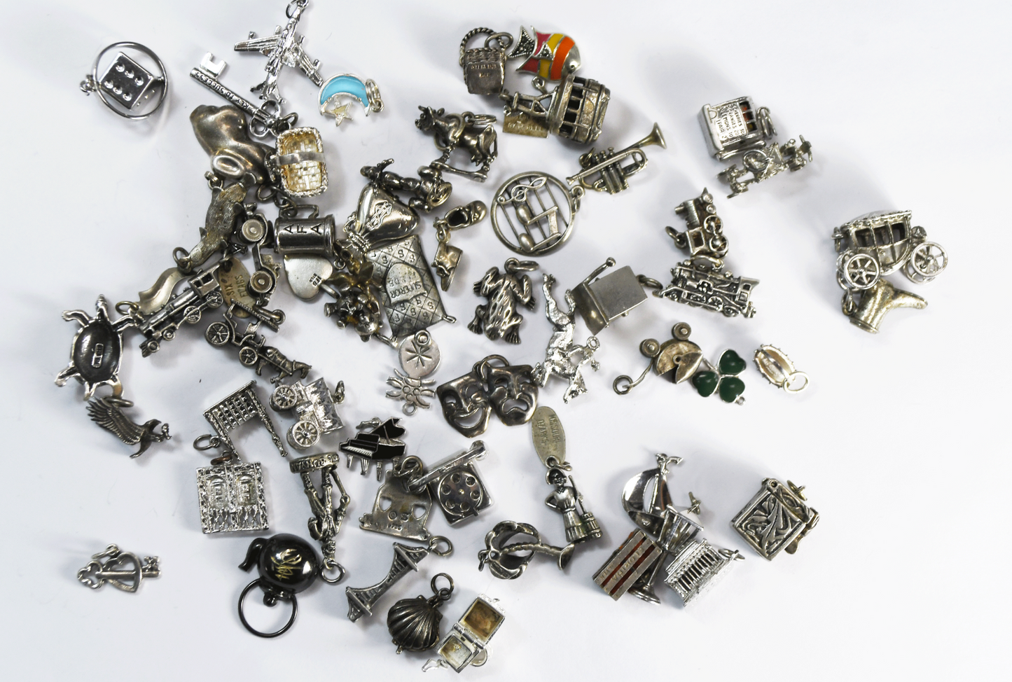 Lot of 59 Sterling Silver Charms Bell Sunwest Beau Danecraft Wells 193g