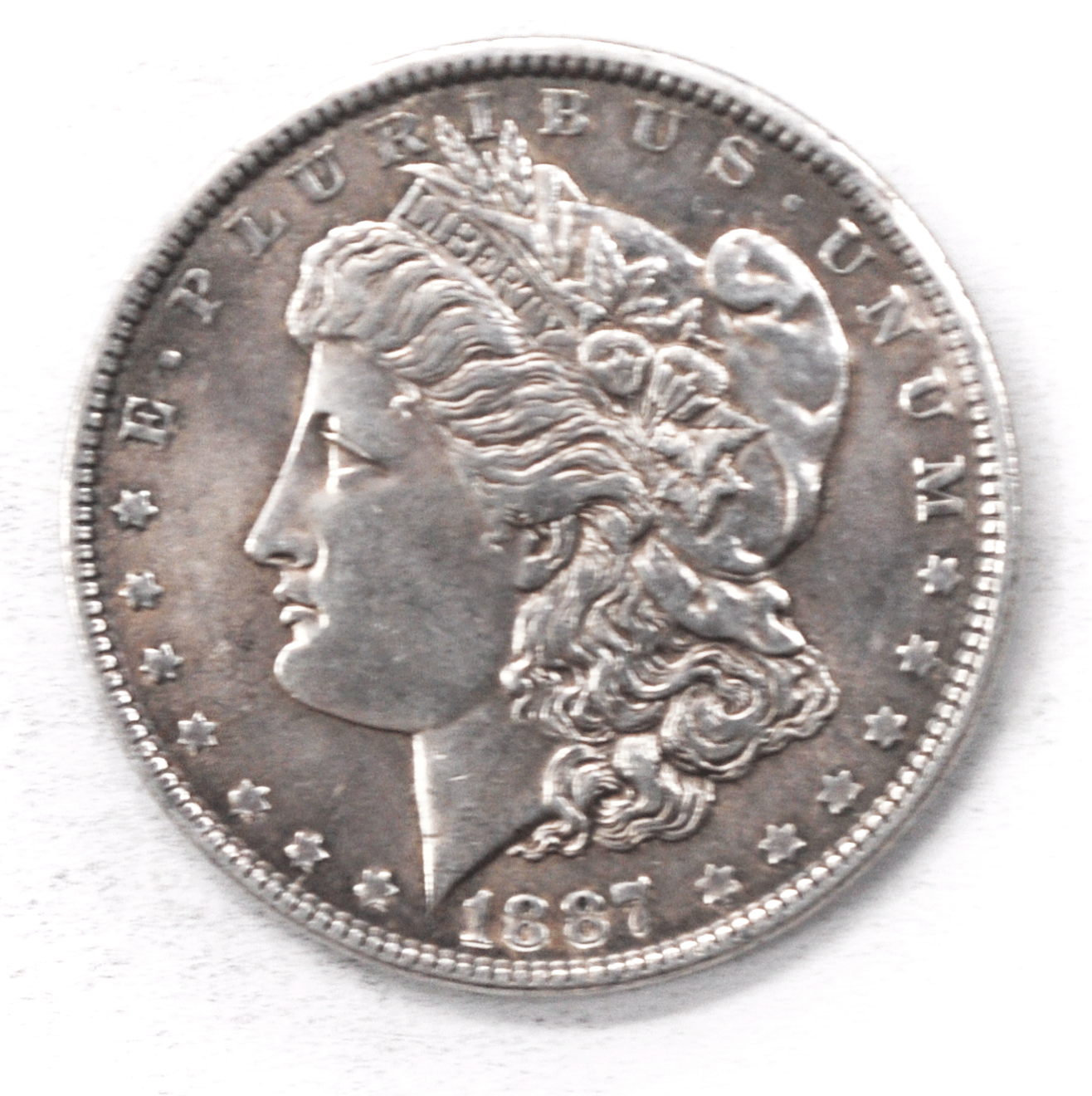 1887 $1 Morgan Silver One Dollar US Coin Philadelphia AU