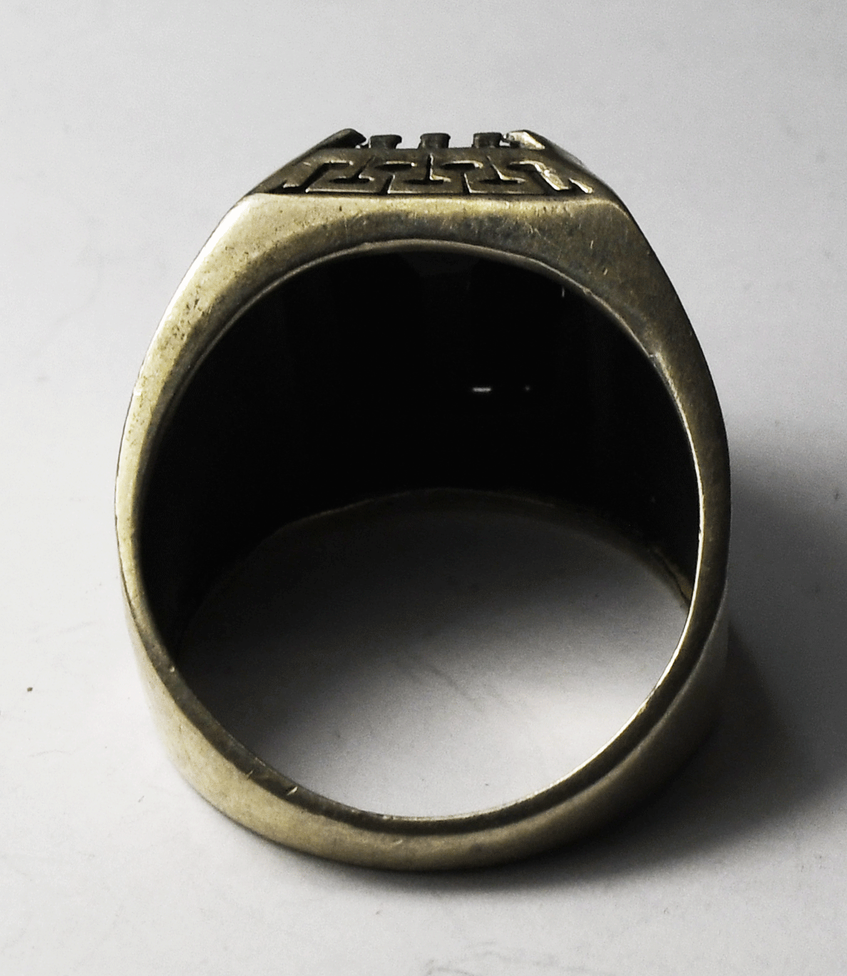 Sterling Silver Rectangle Black Onyx Ram Edge Ring 21mm Size 12