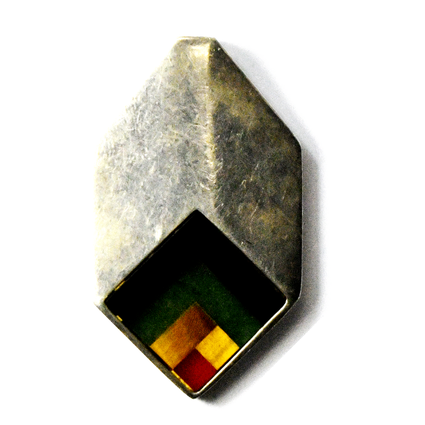 Sterling Silver Israel 4 Stripe Inlay Pendant 45mm x 26mm