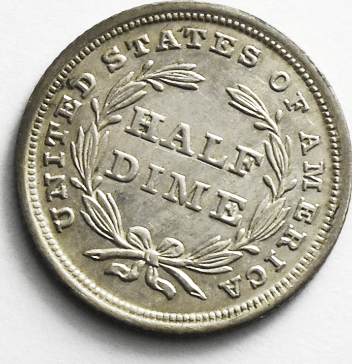 1838 H10c Seated Liberty Silver Half Dime Large Stars AU 5c