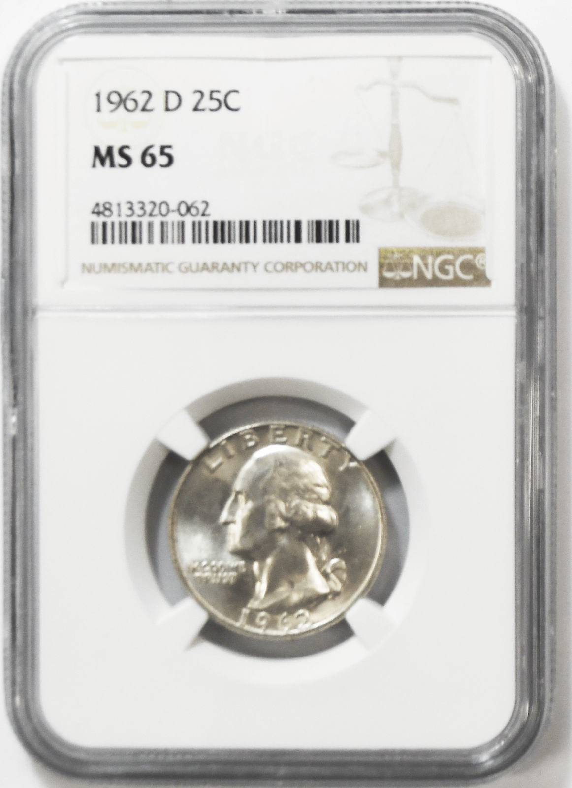 1962 D 25c Washington Silver Quarter Dollar NGC MS65 Brilliant Uncirculated
