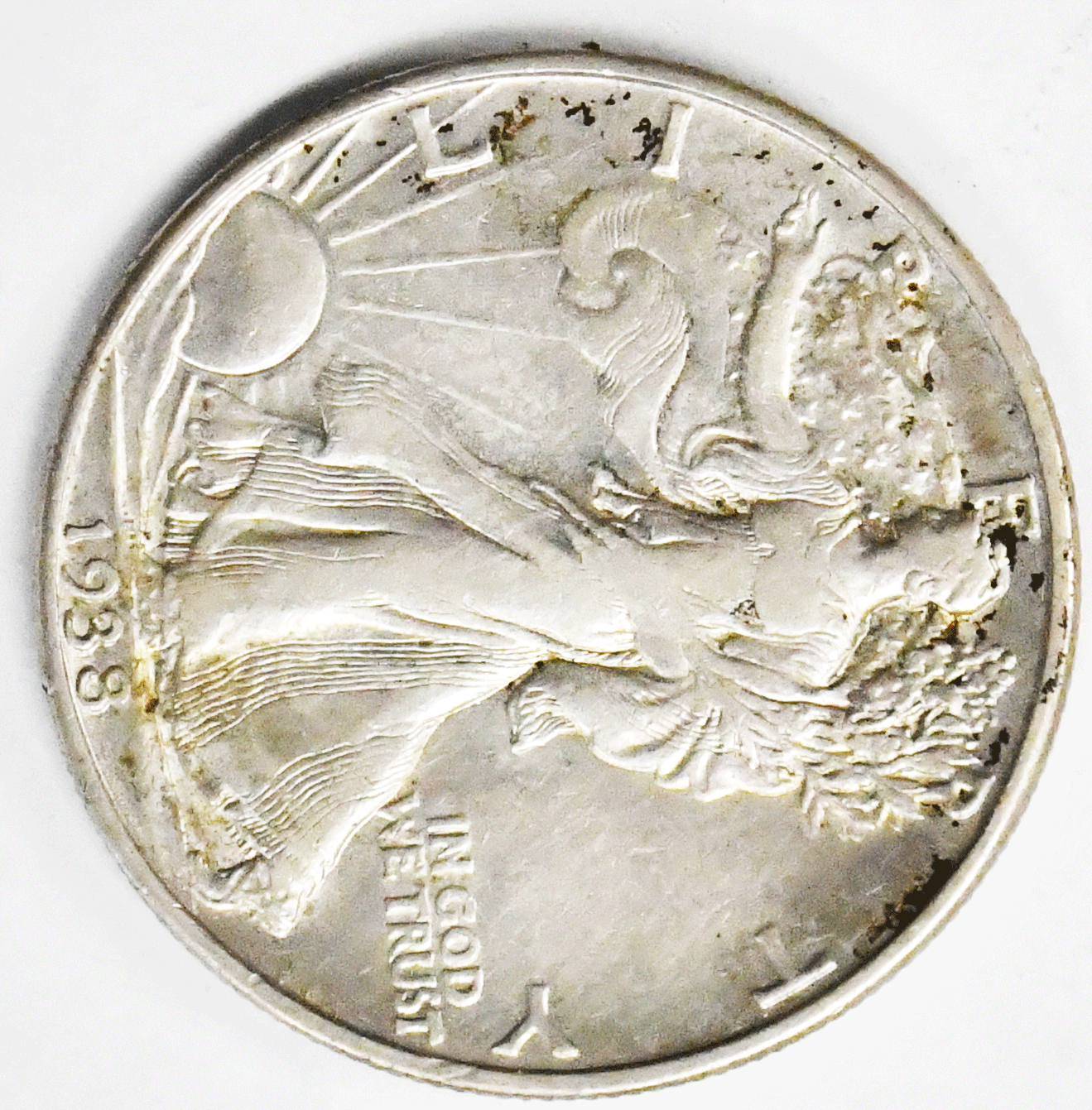 1938 D 50c Walking Liberty Silver Half Dollar Fifty Cents Denver Rare