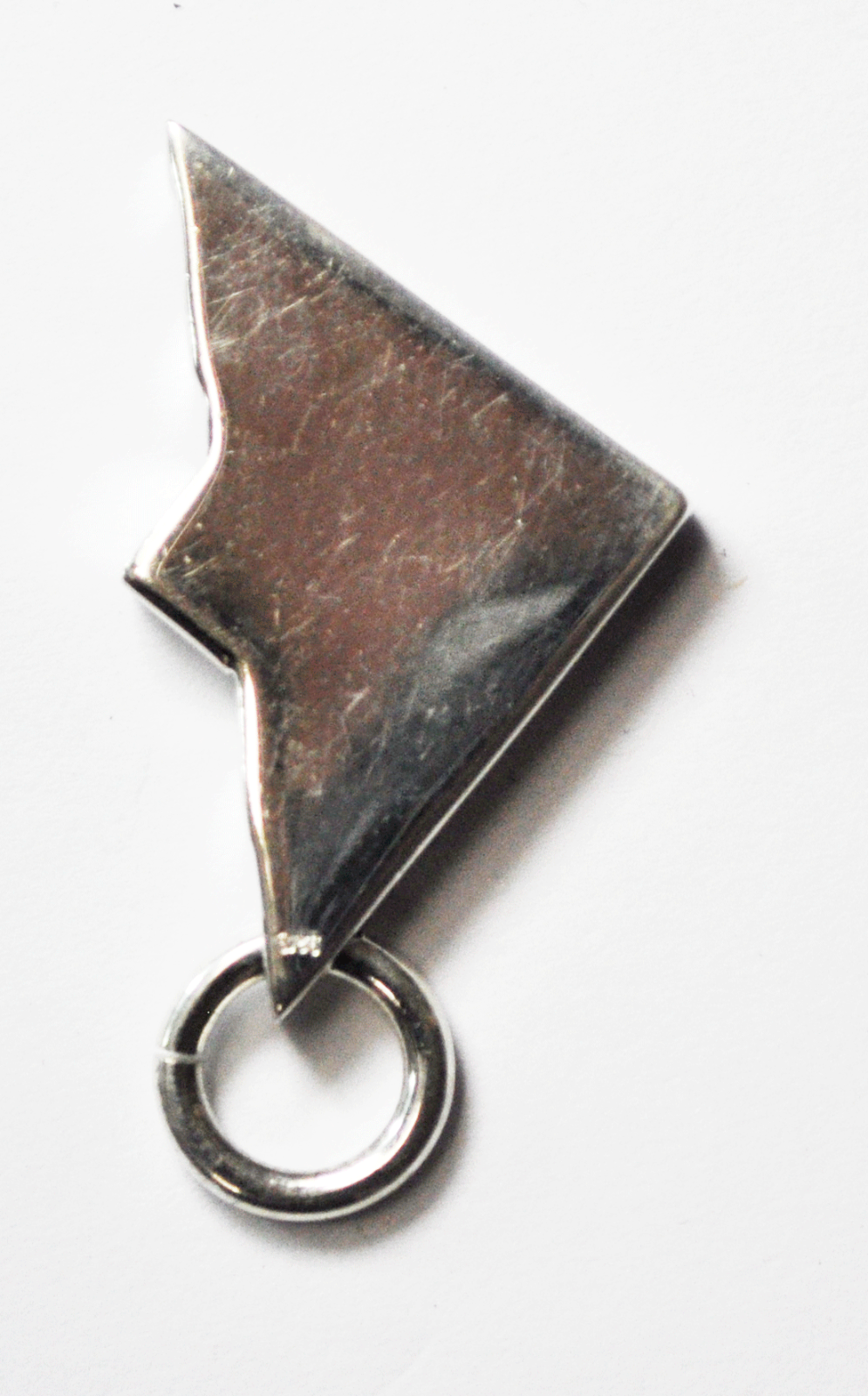 925 Silver Silpada Triangle Logo Charm Key Ring Pendant Dog Tag 44mm