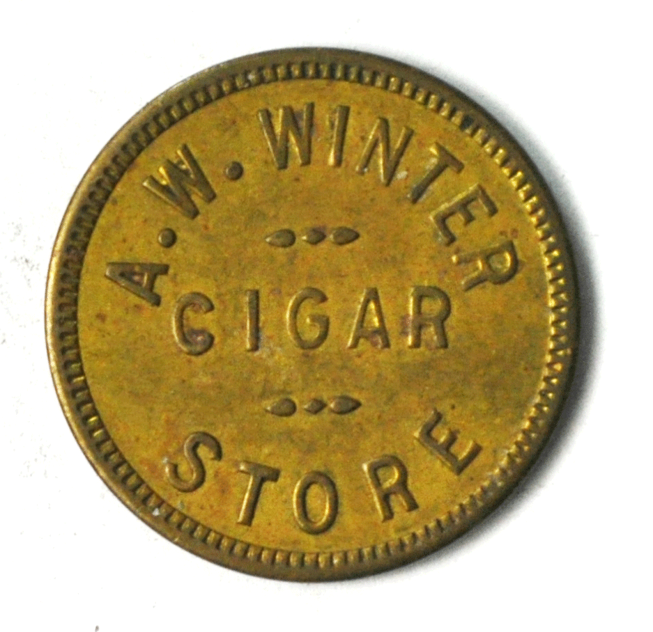 A W Winter Cigar Store 25c Trade Token 24mm