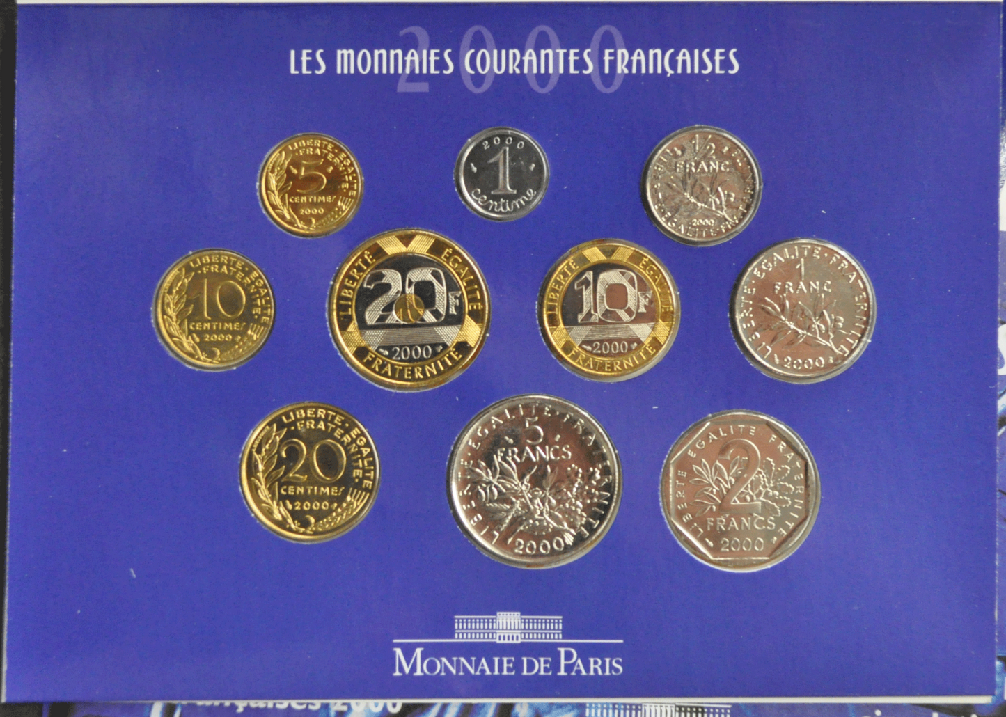 2000 Republique Francaise Monnaies Courantes Brillant Universal 10 Coin Set