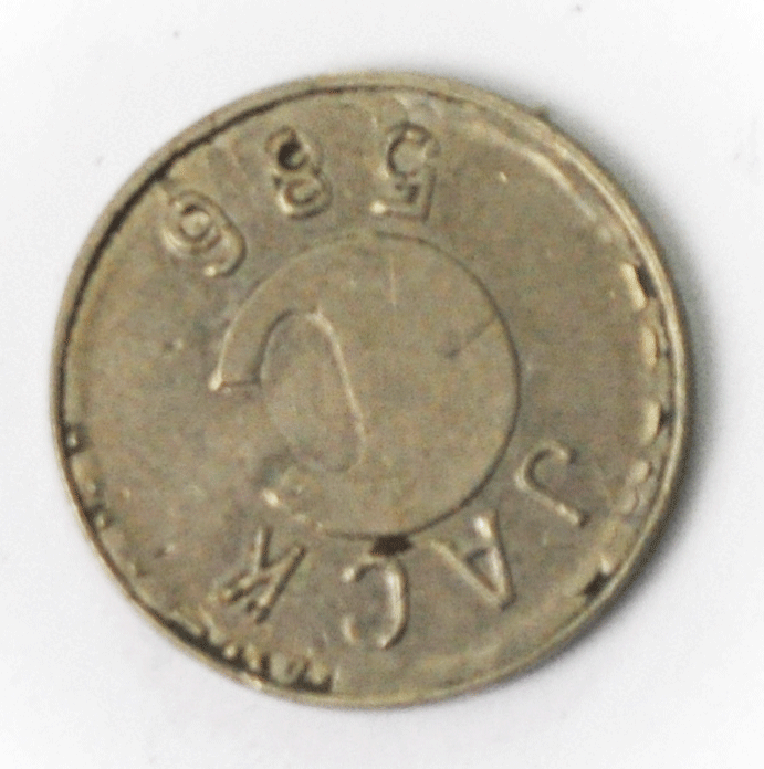 Jack 586 St Paul Minnesota Stamped Over Mary Jerry's Lakeview Tavern Token 21mm