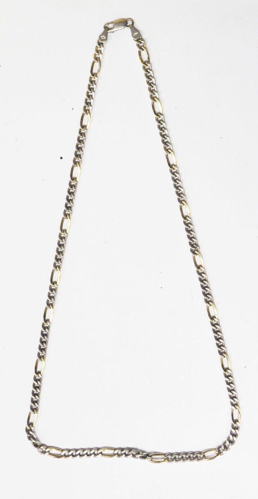 Sterling Silver Two Tone 14K MB Figaro 4mm Necklace 20"