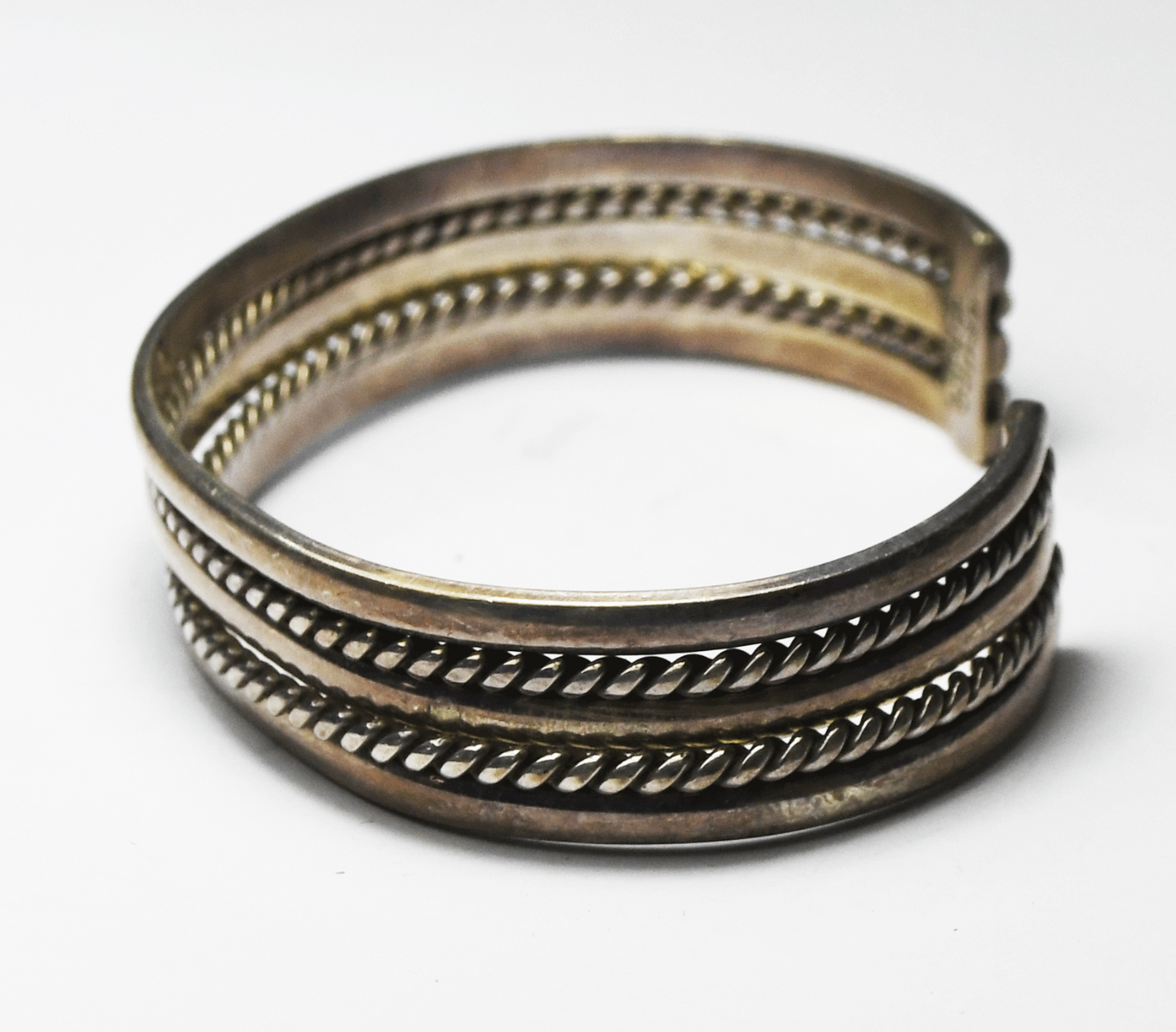 Sterling Silver Mexico Tahe Style 5 Part Cuff Bracelet 13mm 6-3/4" Wrist 27.5g