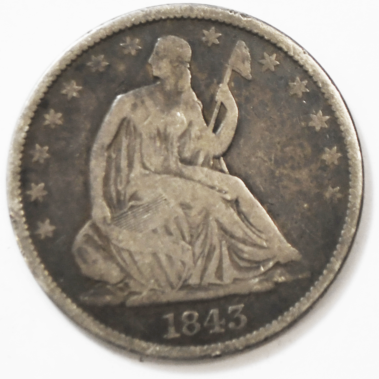 1843 O 50c Seated Liberty Silver Half Dollar Fifty Cents New Orleans